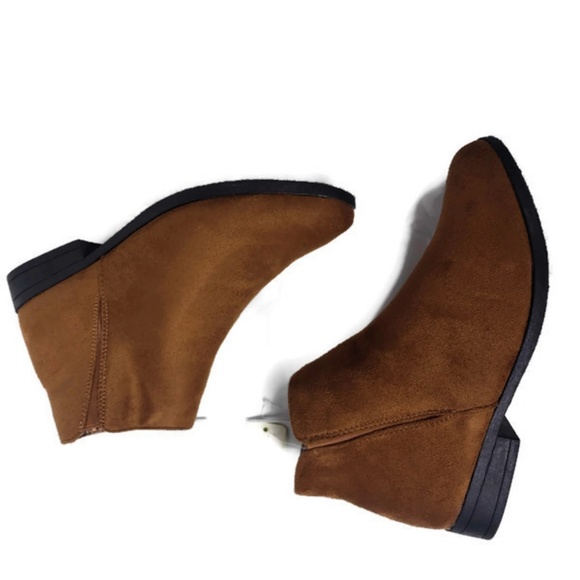 Ankle Booties Faux Vegan Suade Brown Boots Fashion - Picture 8 of 8